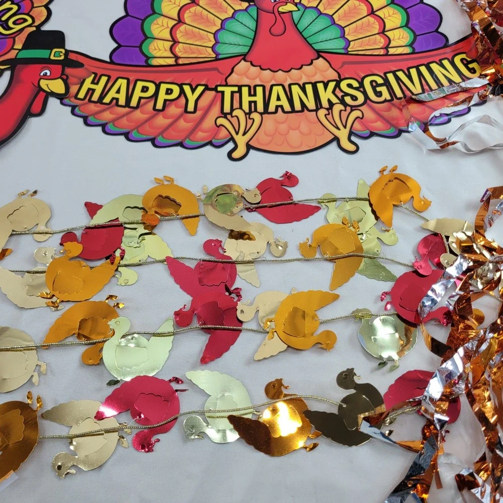 7 Amscan Thanksgiving Cutouts Party Decorations Turkey Pumpkin Garland